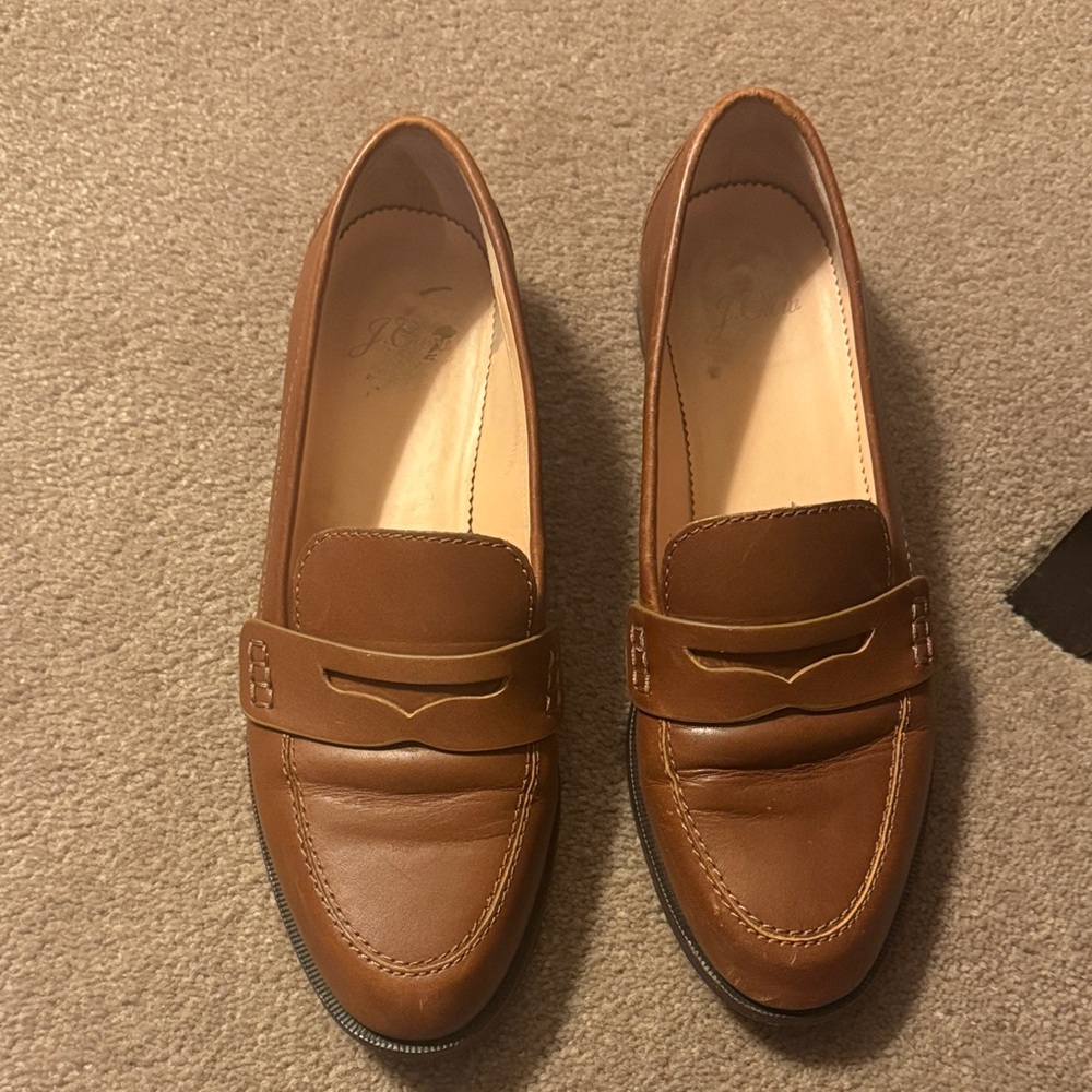 J. Crew Women's Tan Leather Slip-On Loafers